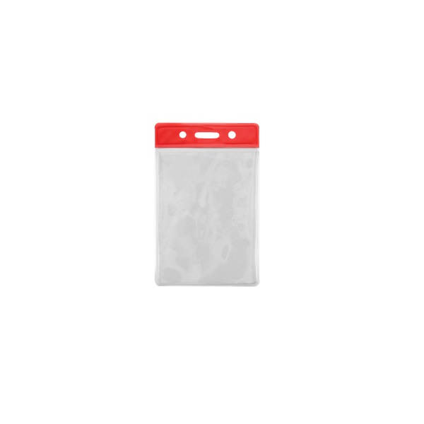 Bilde av 86x54 mm Card holder / carrying case soft plastic. Red top / clear (vertical / portrait). 60270305 (DE,SE,NO,FI,RO,PL)